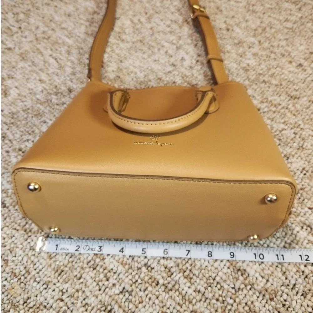 Nanette Lepore Faux Leather Top Handle Satchel Crossbody Bag Camel Gold Hardware